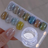 Wahrshei 6 Chrome Nail Powder, Chrome Pulver Nägel Mit Spiegeleffekt, Laser Chrome Puder, Poudre effet nacré pour ongles en beignet glacés
