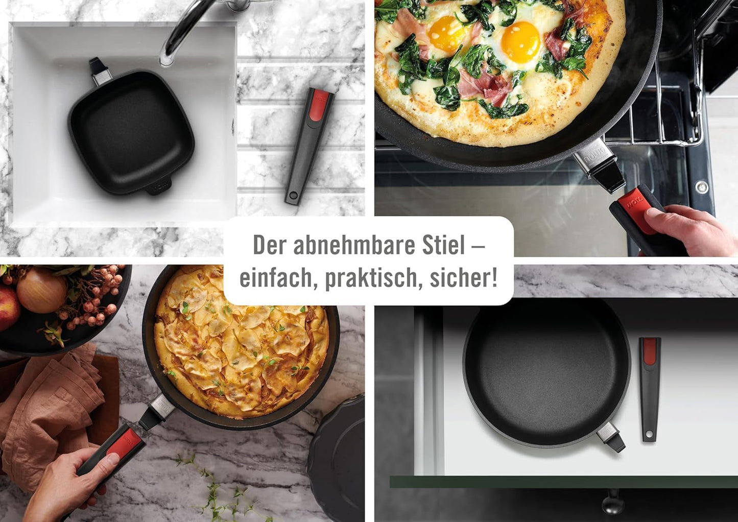 Poêle plate Woll Nowo Titanium - Induction, hauteur 5 cm, poignée amovible - pour tous types de feux, Fonte d'aluminium, revêtement antiadhésif Casseroles et poêles Naty Shop