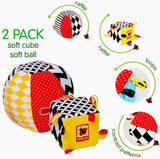 magdum 2 set jeu de cube bébé + balle en tissu - jouet de motricité à partir de 1 an - jouet pour enfant 6 mois - jouet Montessori - jouet éducatif 1 an - cadeau pour enfant - balle pour enfant - cube pour enfant - cadeaux pour enfants Jouets Bebe Naty Shop