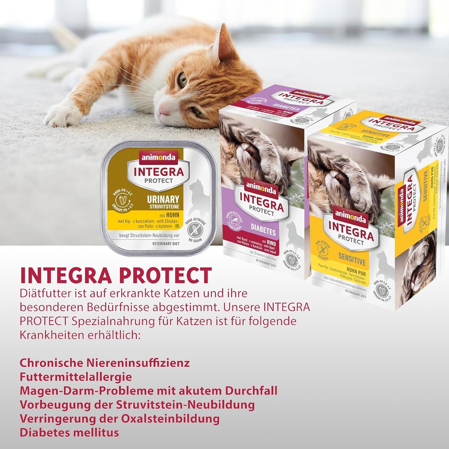 animonda INTEGRA PROTECT Diabetes with Volaille (16 x 100 g), nourriture humide pour chat diabétique, nourriture diététique pour chat diabétique, nourriture humide sans sucre