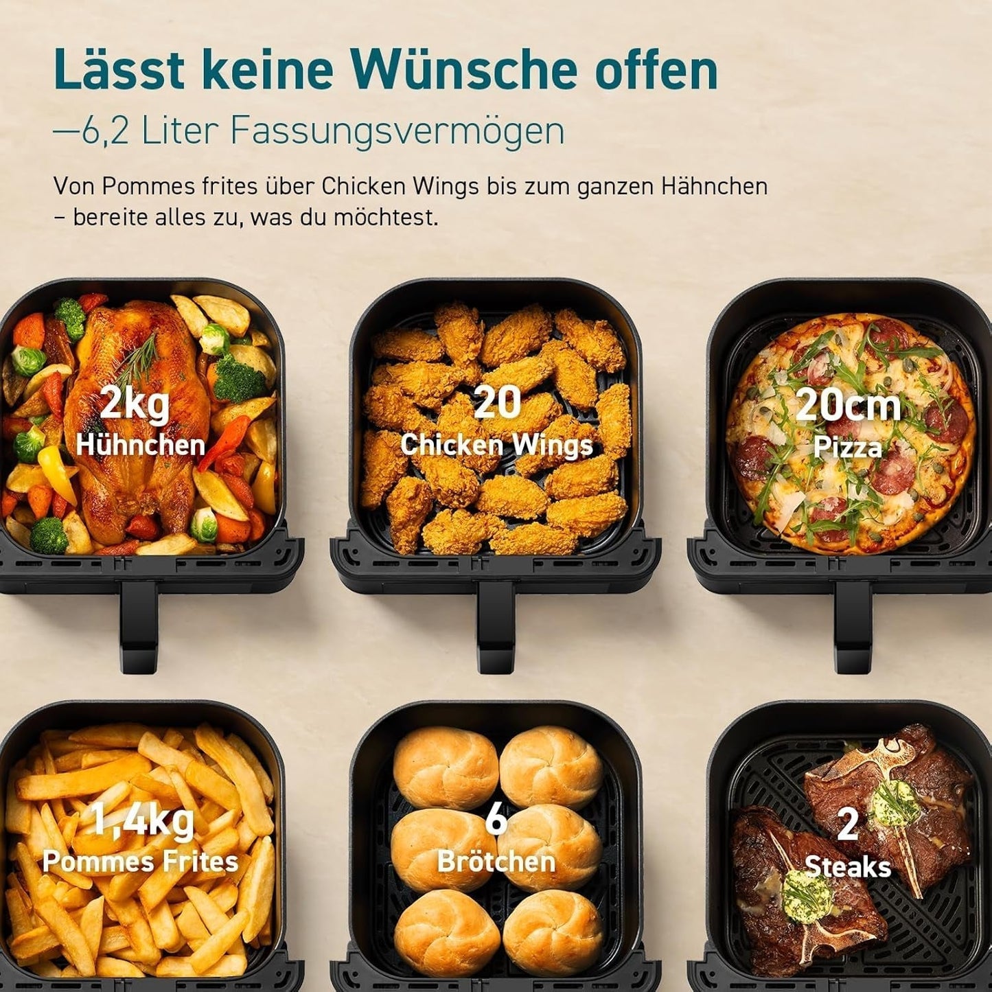 COSORI Friteuse à air chaud Airfryer, Friteuse à air 12 en 1 XXL 6,2 L, Friteuse à air chaud avec fenêtre de visualisation et rappel de brassage, 80 recettes Appareils ménagers Naty Shop