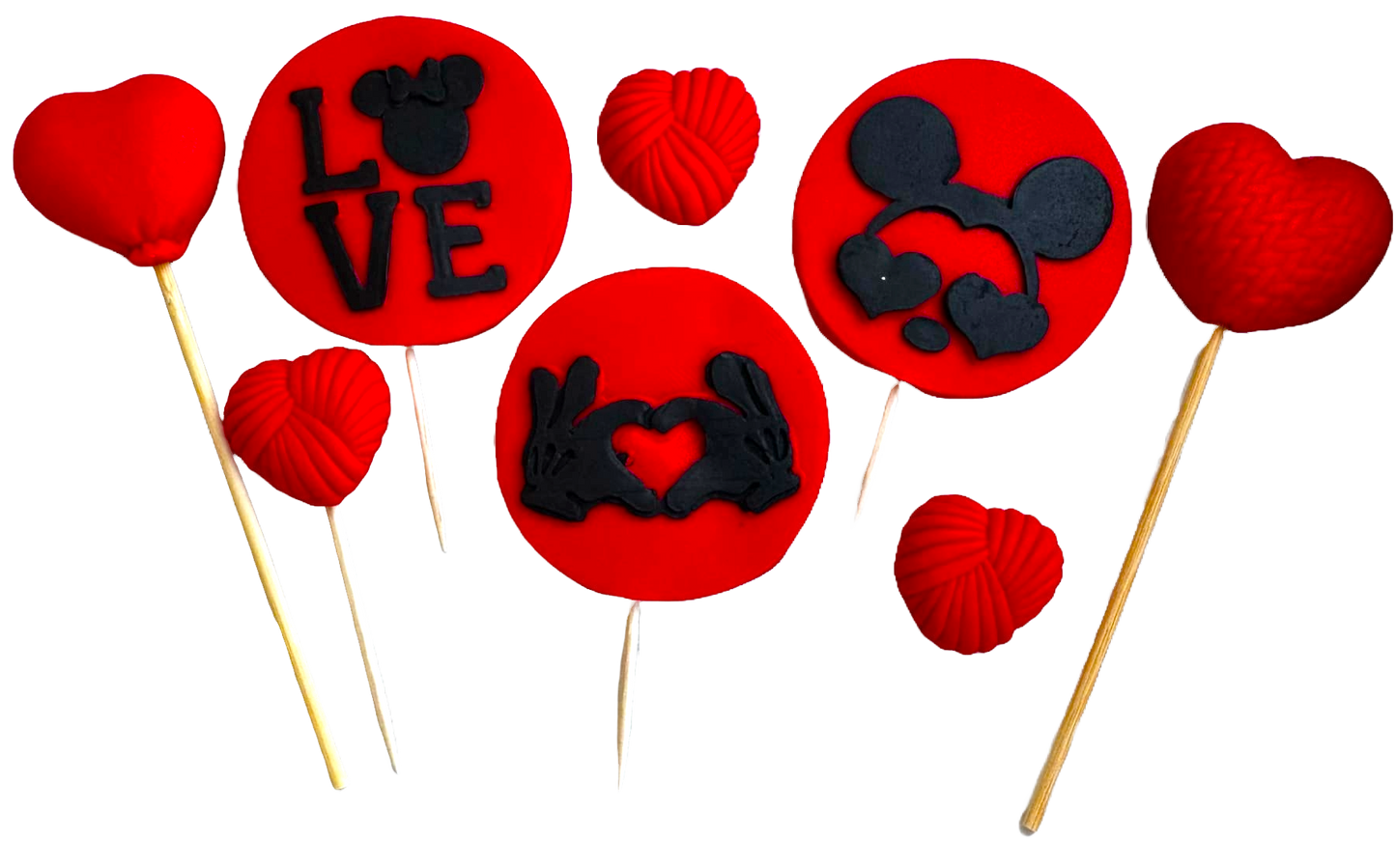 Lot de 8 décorations comestibles en pâte à sucre, LOVE Décorations en Pâte à Sucre Naty Shop