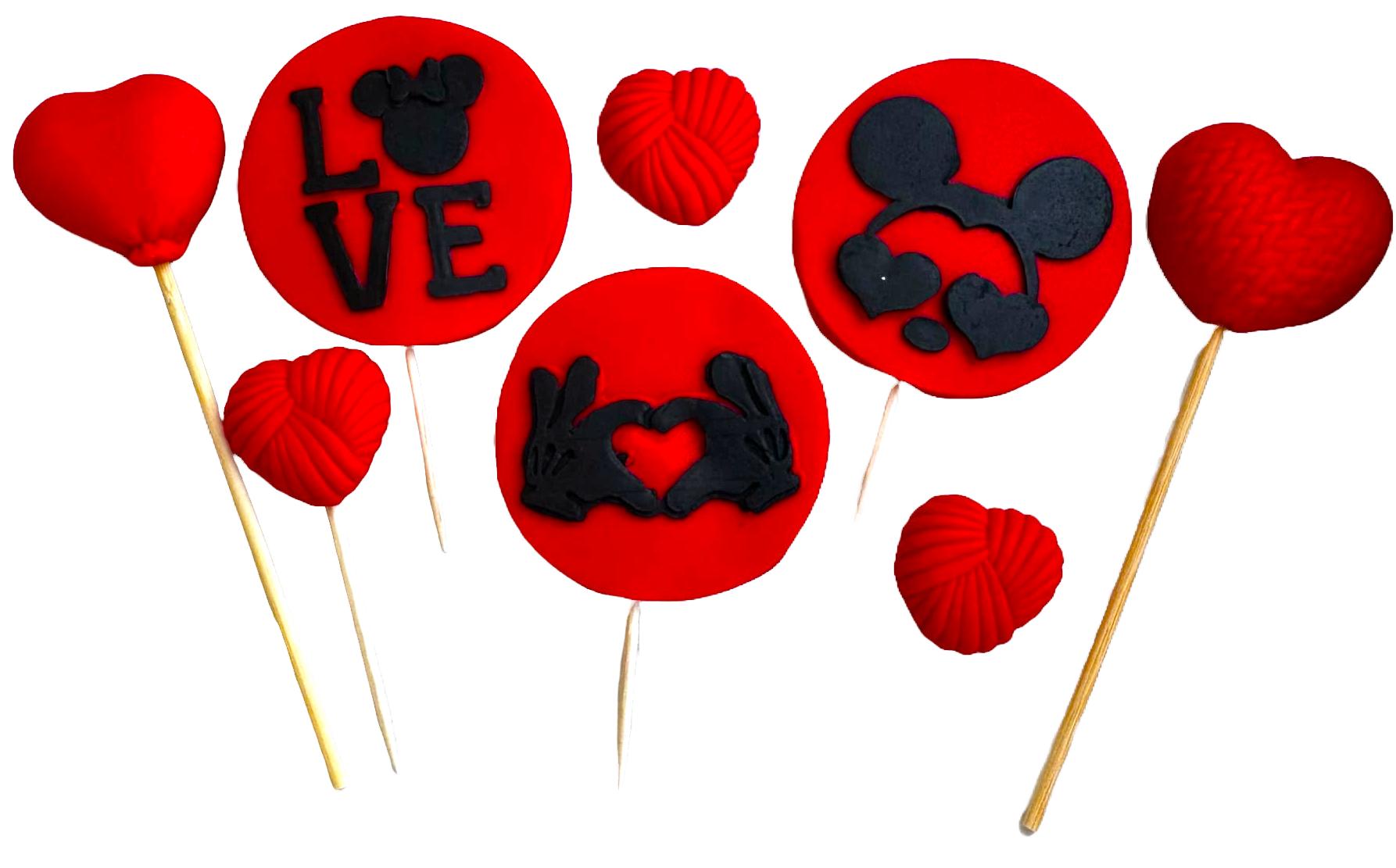 Lot de 8 décorations comestibles en pâte à sucre, LOVE Décorations en Pâte à Sucre Naty Shop