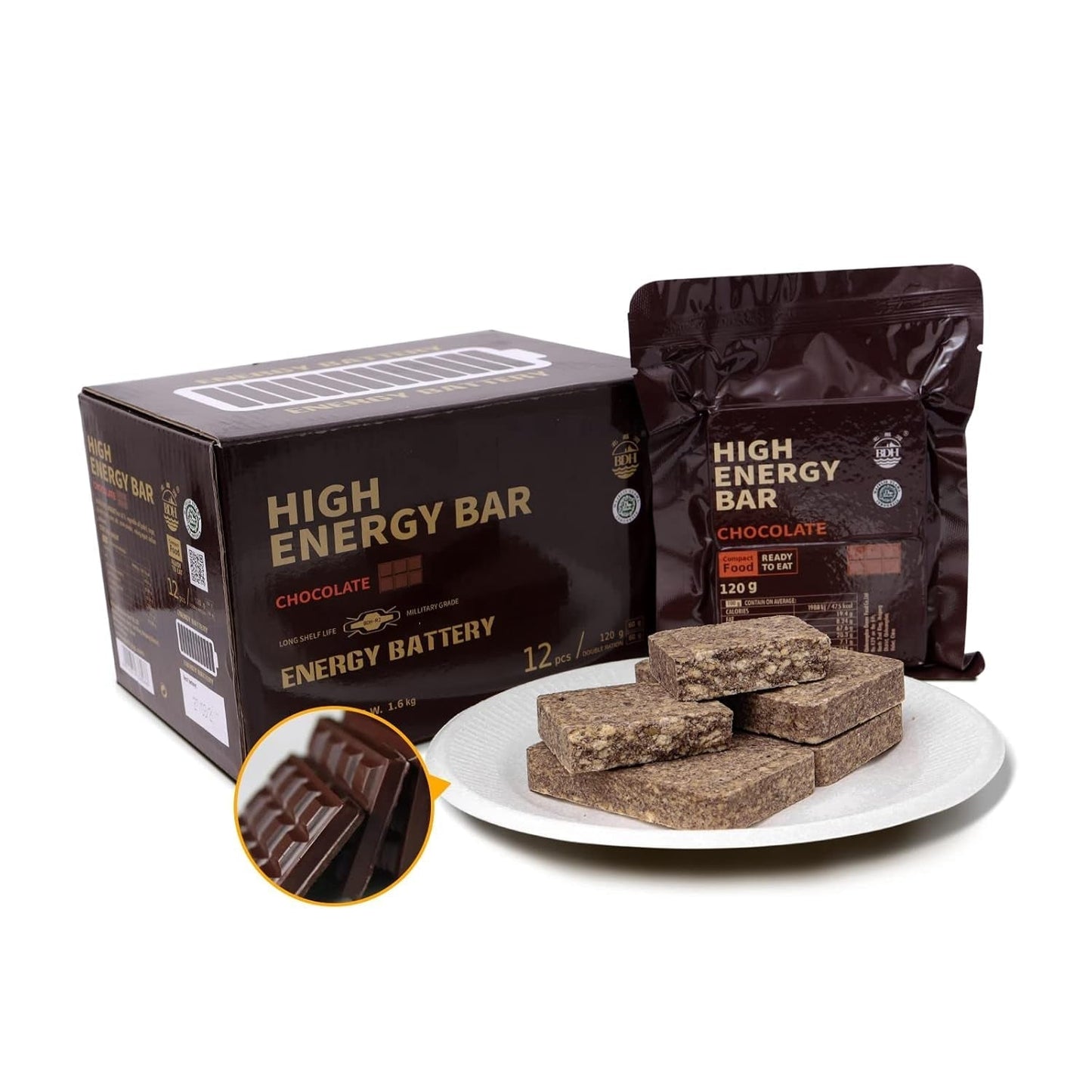 Barres d'urgence Tablettes de survie au goût de chocolat pour les activités de plein air Camping Urgence Blizzard Tremblement de terre Kit de préparation longue durée 12 pièces