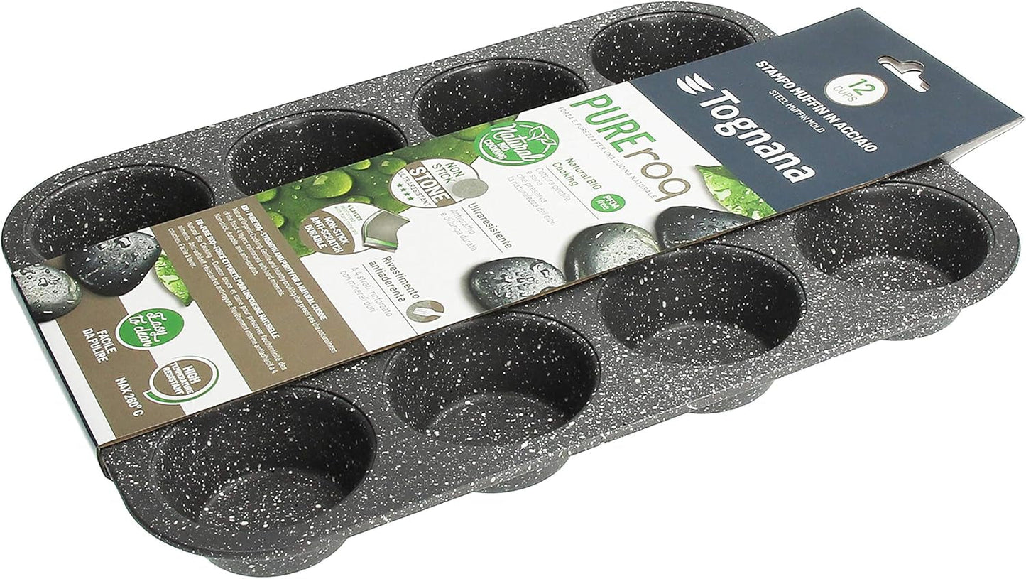 Pure Roq Muffinform Für 12 Muffins, Aluminium, Schwarz Moules et plaques à pâtisserie Naty Shop