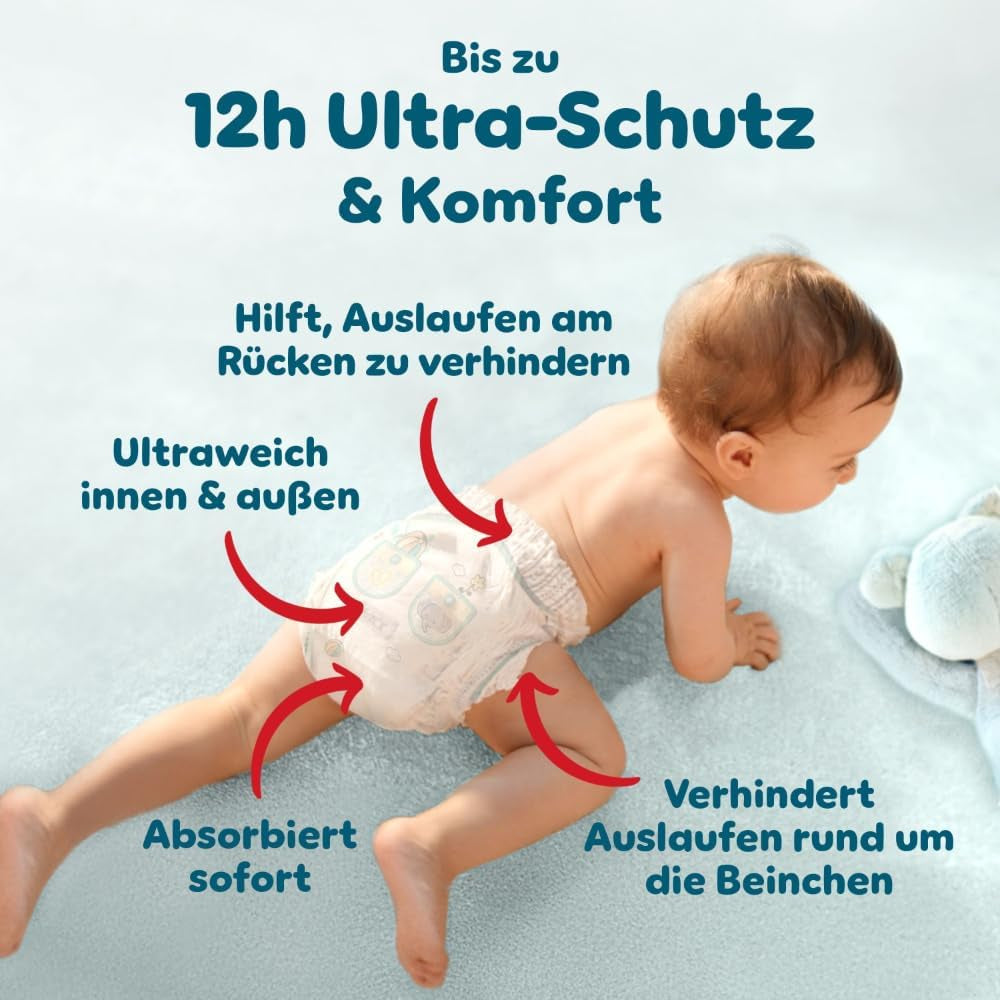 Pampers Premium Protection Pants taille 5, 144 couches, 11 kg - 17 kg, avec réglage à 360° et poignets anti-fuites souples pour un confort et une protection optimaux