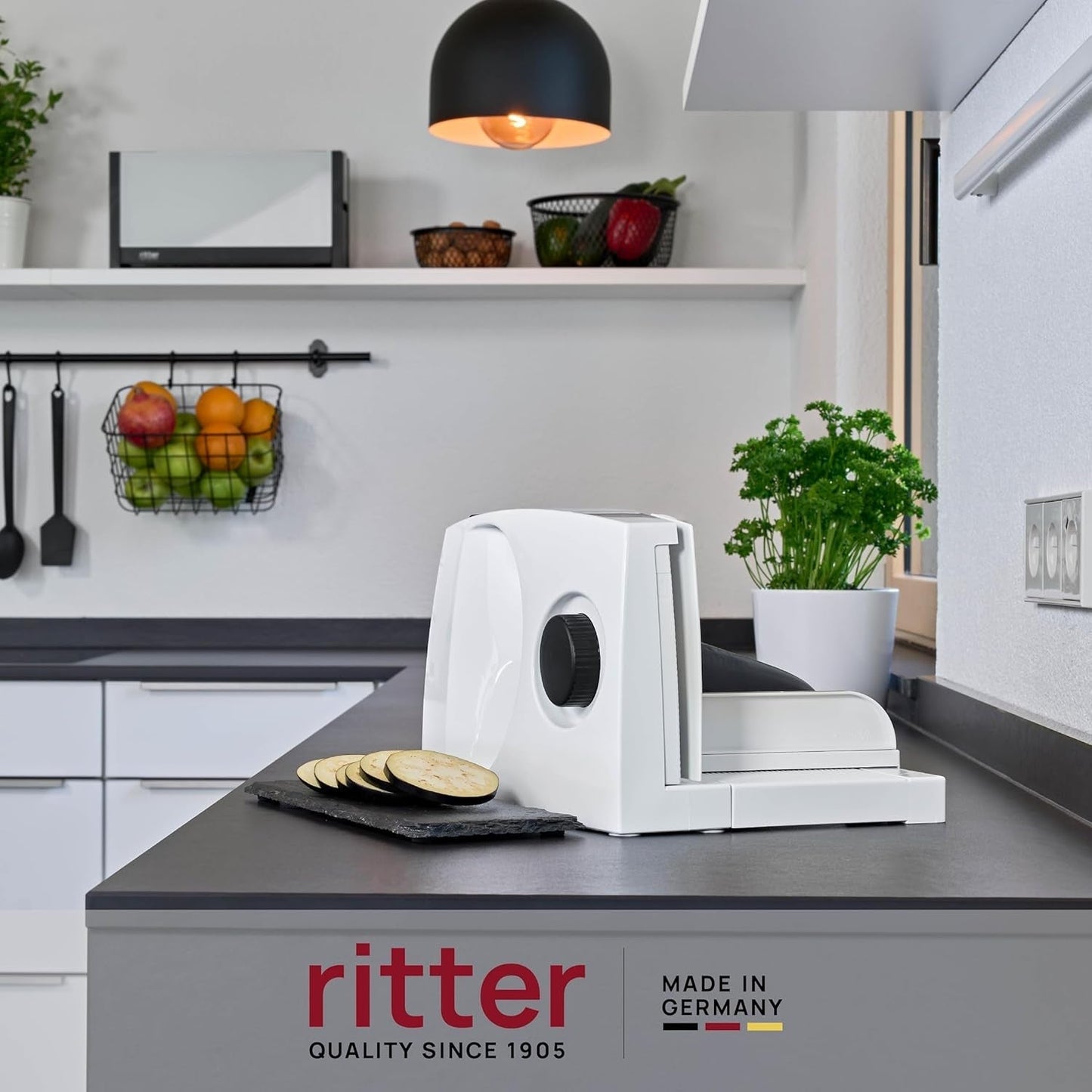 Ritter Markant 05 Trancheuse à pain électrique pliante multifonctionnelle avec moteur écologique Fabriqué en Allemagne Déchiqueteuses et trancheuses Naty Shop