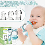 Sucettes aux fruits pour bébé, paquet de 2 sucettes aux fruits pour bébés à partir de 3 mois, version améliorée 2023, tétines à remplir, tétines au porridge, tétines aux fruits pour bébés, sans BPA, 8 tétines en silicone en 3 tailles