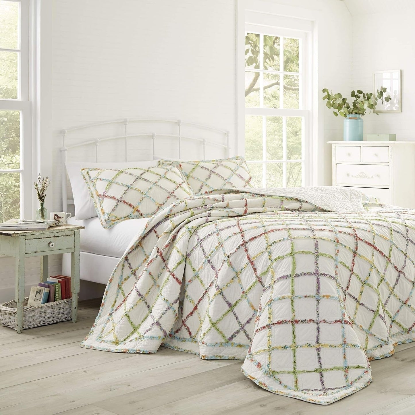 Laura Ashley Home Couette Rüschen Garden Collection, 100% coton, Ultra douce, Pour toutes les saisons, Réversible, Elégante, Lit double, Couleur Crème (197783) Couettes et couettes Naty Shop Twin