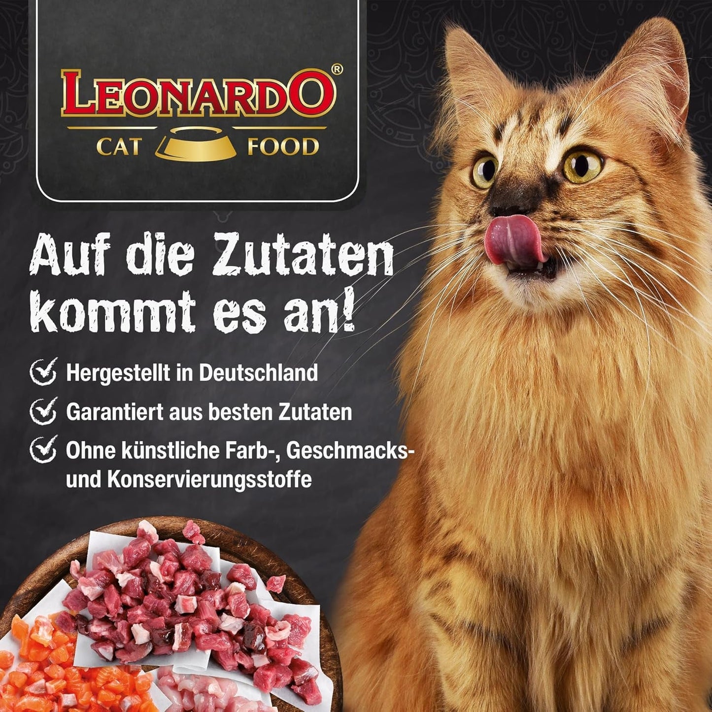 LEONARDO Nassfutter für Katzen, Geflügel pur, dose de 6X 800g, Katzenfutter getreidefrei, Alleinfutter, fabriqué en Allemagne