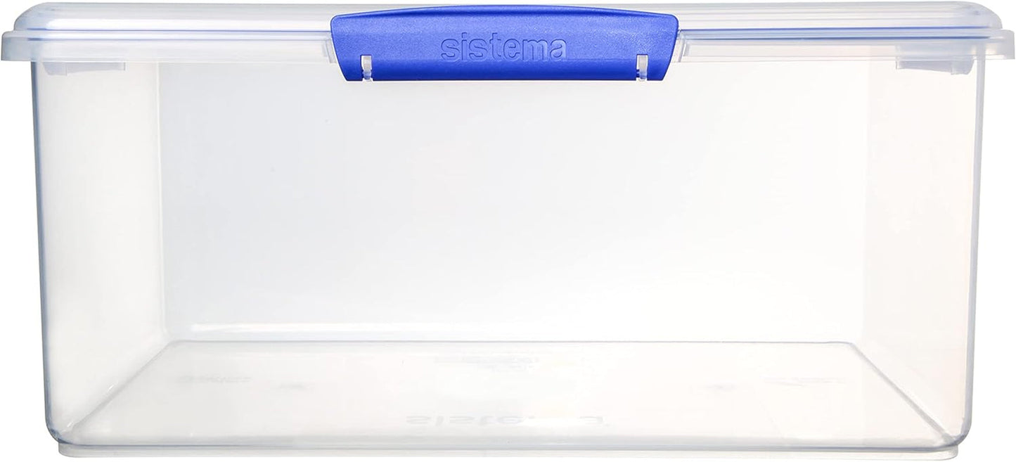 Pot pour le stockage des aliments KLIP IT System | 9,67 litres | Pot de conservation empilable et hermétique avec couvercle, adapté au réfrigérateur/congélateur | Plastique sans BPA | clips bleus | 1 pièce (paquet de 4) boîtes de conservation alimentaire Naty Shop
