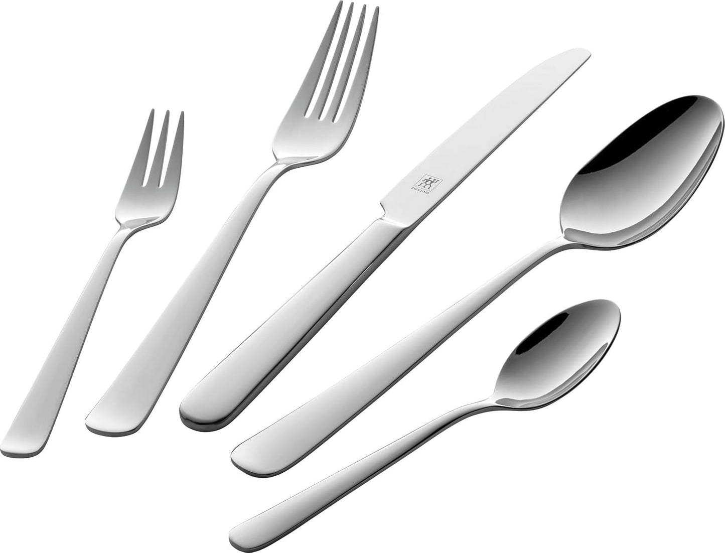ZWILLING Swing Besteckset, 30-Tlg, pour 6 personnes, 18/10 Edelstahl, Essbesteck Poliert, Spülmaschinengeeignet, Silver Kitchen Naty Shop 68-Tlg