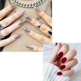 Ensemble de faux ongles adhésifs – Faux ongles français – 24 pièces, design carré court, ongles artificiels dégradés blanc et rose, manucure ballerine (dégradé rose court)