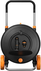 Roue hydraulique Fiskars Comfort L avec roulettes, kit d'arrosage tout compris, portée totale de 31,5 m, enroulement automatique, tuyau d'arrosage universel (Ø 13 mm), raccord de robinet universel, 1071670