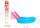 Poupée Barbie et accessoires - piscine avec toboggan et accessoires pour des heures de plaisir au soleil, maillot de bain rose au design tropical, pour enfants à partir de 3 ans, HRJ74 Naty Shop Dollhouses