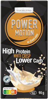 frankonia CHOCOLAT POWER MOTION sans sucre ajouté - Chocolat blanc croquant à haute teneur en protéines et faible en glucides, 90 g