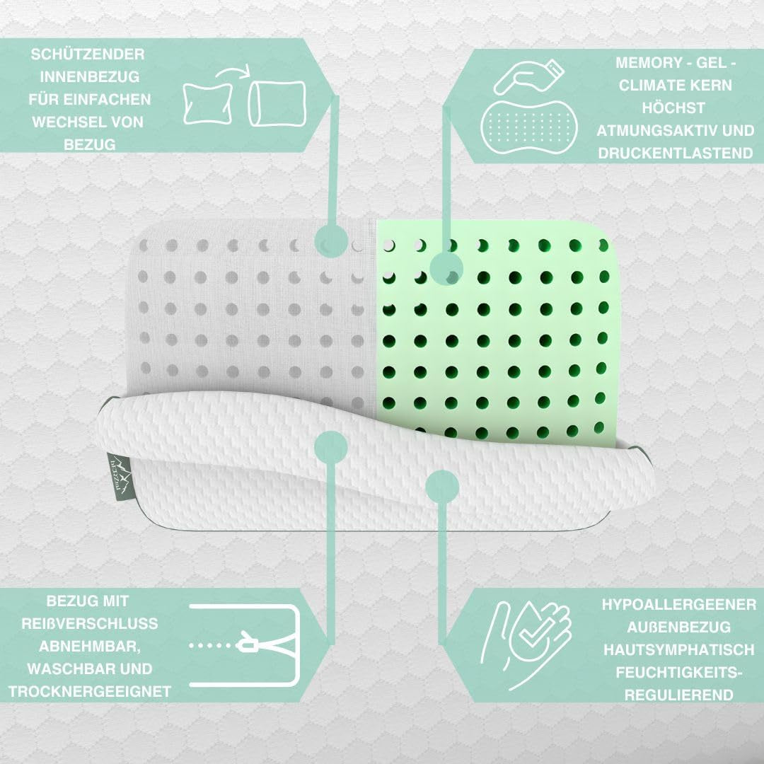 Oreiller orthopédique de soutien du cou pour 80X40, 800X400 mm, oreiller viscoélastique, oreiller viscoélastique, oreiller, oreiller cervical en mousse à mémoire de forme, mousse visco, sommeil, blanc (710 x 420 x 120 mm) Oreillers orthopédiques cervicaux Naty Shop