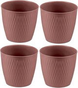 Lot de 5 pots marron diamètre 16 cm - Pots en plastique robustes - Jardinière décorative avec possibilité de drainage - Pot élégant pour l'intérieur et l'extérieur