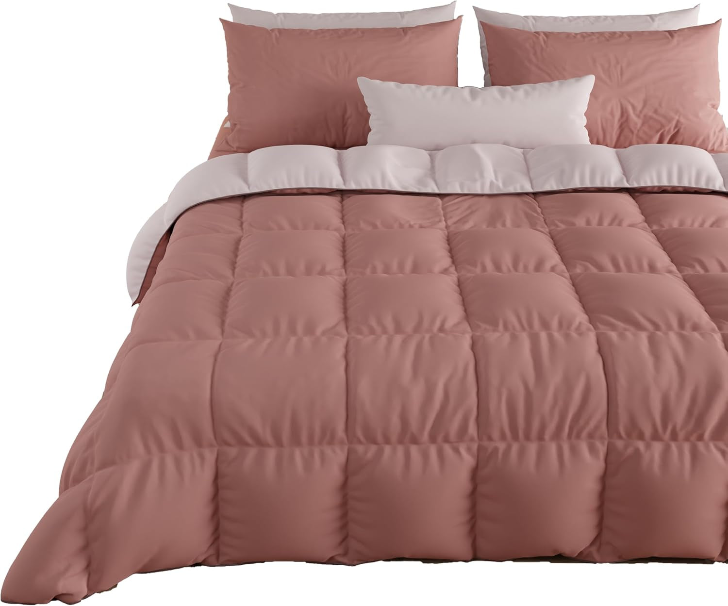 PETTI Artigiani Italiani - Couette d'hiver pour lit double, maxi, monochrome, double face, blanc, gris, 100% Made in Italy Couettes et couettes Naty Shop Powder Matrimonial Standard (240X260 Cm)