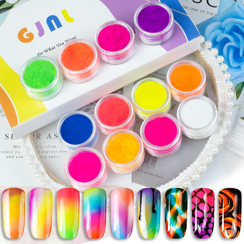 Pulvérisateur de pigments de phosphore néon pour ongles, 12 couleurs, poudre de paillettes pour ongles, maquillage Halloween, décoration de maquillage, Nail Art, pigments de couleur