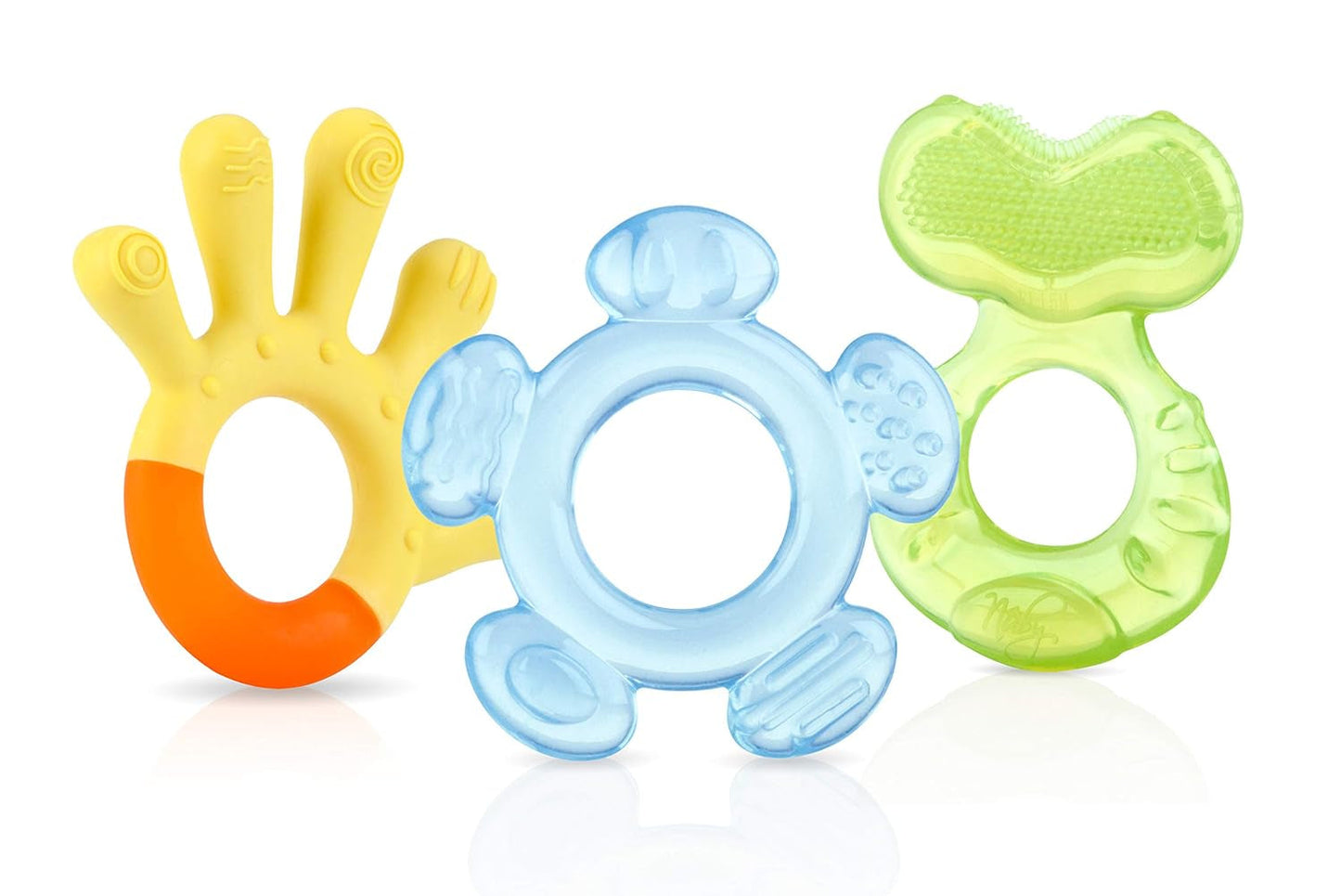 Nuby - Anneaux de dentition en 3 étapes – 3 anneaux de dentition pour stimuler les gencives et soulager la douleur de la dentition – Jouet de dentition pour bébé – Sans BPA – 3 mois et plus