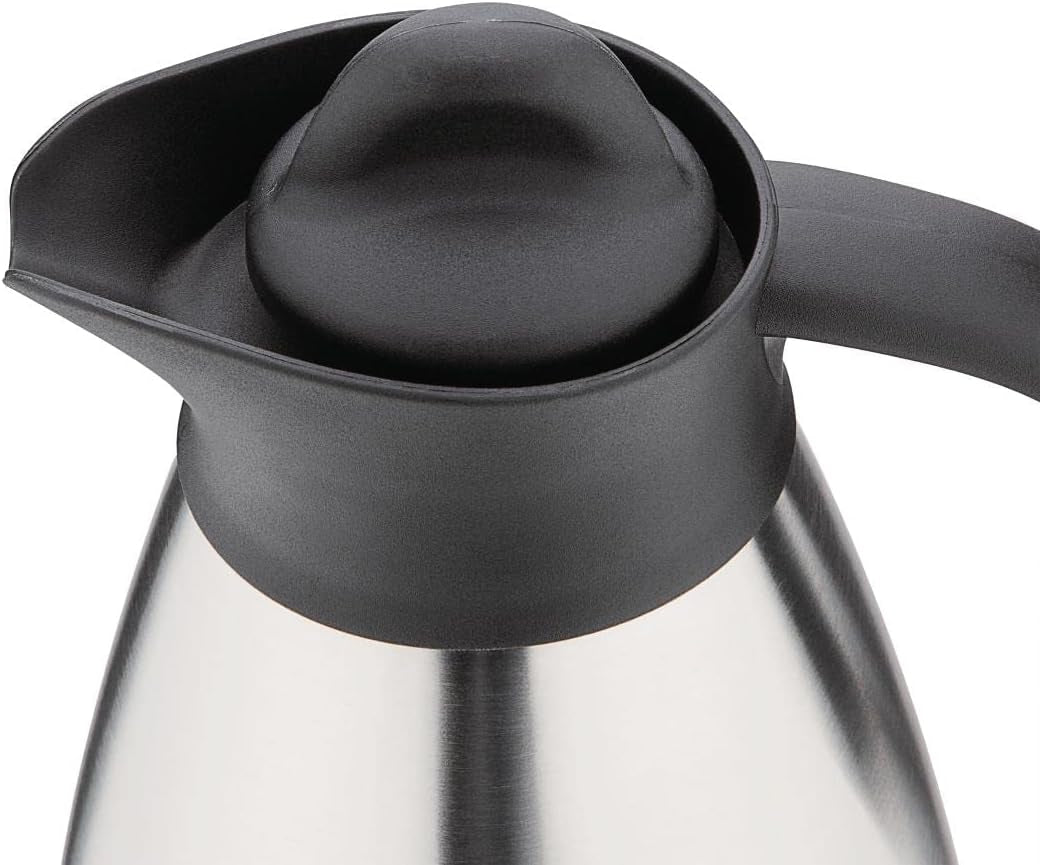 Tasse à lait sous vide Olympia avec couvercle à vis, 500 ml/17 oz, acier inoxydable avec couvercle noir, impression lait sur le côté, stations buffet pour thé et café, CL371