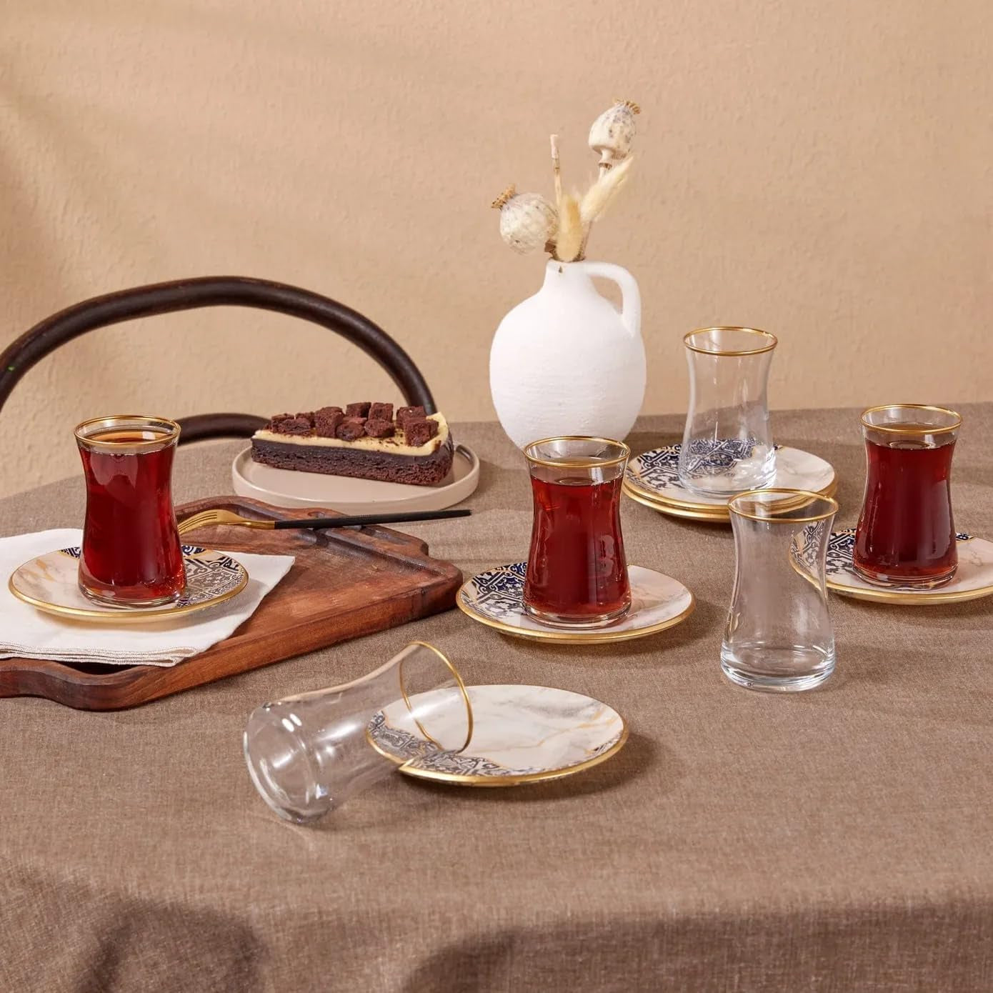 Service à thé 12 pièces Karaca Aris pour 6 personnes - Service en porcelaine exquis pour un plaisir de thé élégant