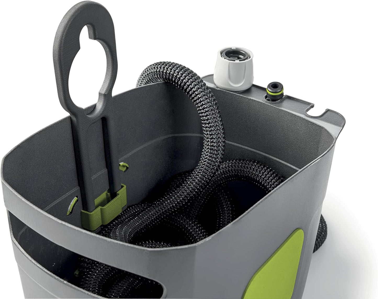 GF SRL, Aquapop Grey Pro 15, tuyau tressé auto-extensible fabriqué en Italie, avec récipient en plastique rigide, mini pulvérisateur de jardin ergonomique, raccords d'irrigation de jardin, gris foncé