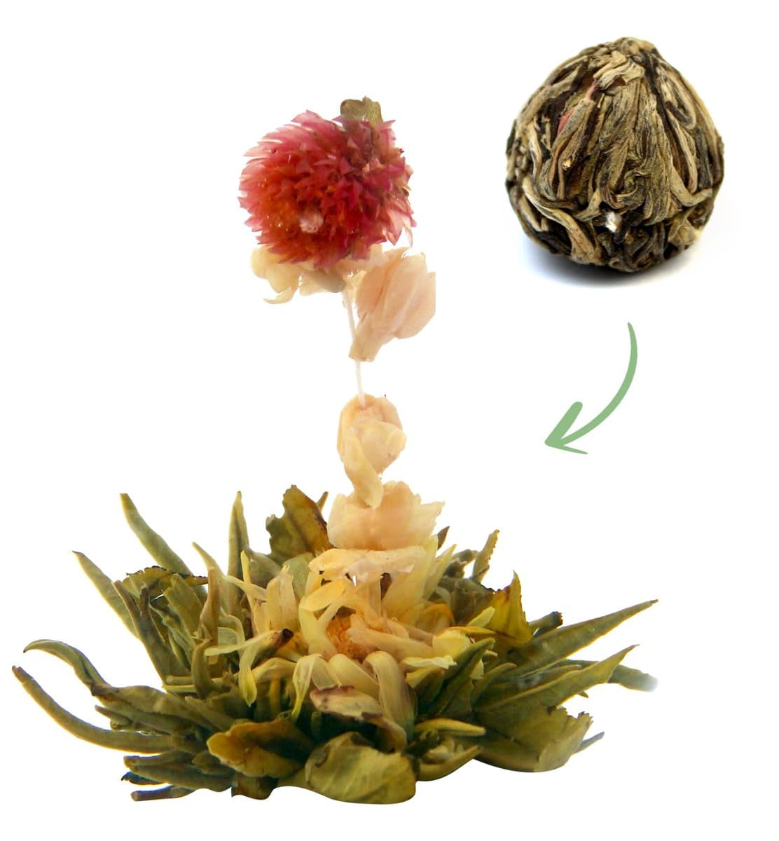 Fleurs de thé "TROIS FLEURS" 1 morceau de thé | Feuilles de thé vert - Fleurs de souci - Fleurs de cresson européen | Idéal pour les amateurs de thé Thé vert Thé aux fleurs | 6G