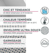 Blanrève Housse de couette Imprimée ou unie, Tempérée, Pour lit simple, Ecologique, Facile d'entretien, 140 X 200 Cm, Blanc, Gris Couettes et couettes Naty Shop