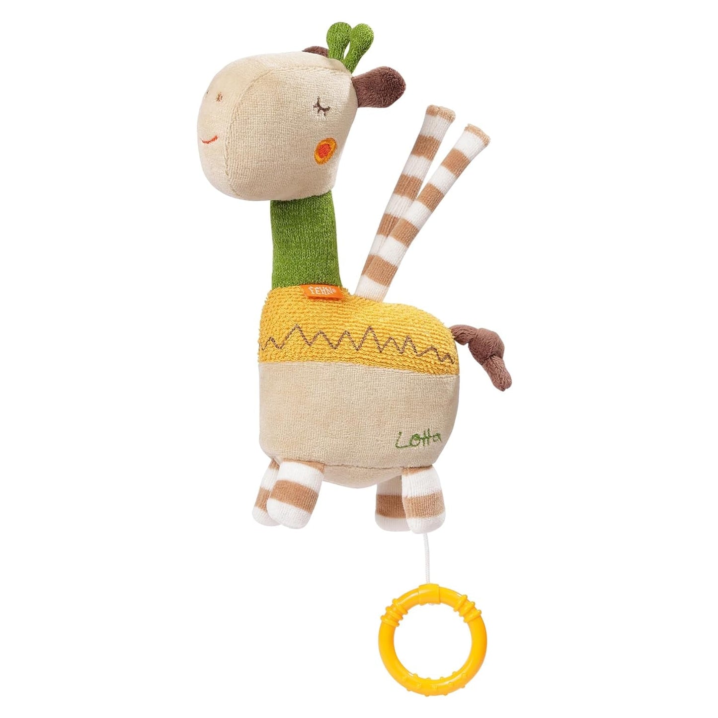 Fehn mini boîte à musique fée - peluche et aide-sommeil : boîte à musique à remontage avec la douce mélodie "Le Lac des Cygnes" apaise dans toutes les situations - pour les bébés et les jeunes enfants à partir de 0 mois Jucarii Bebe Naty Shop Girafe