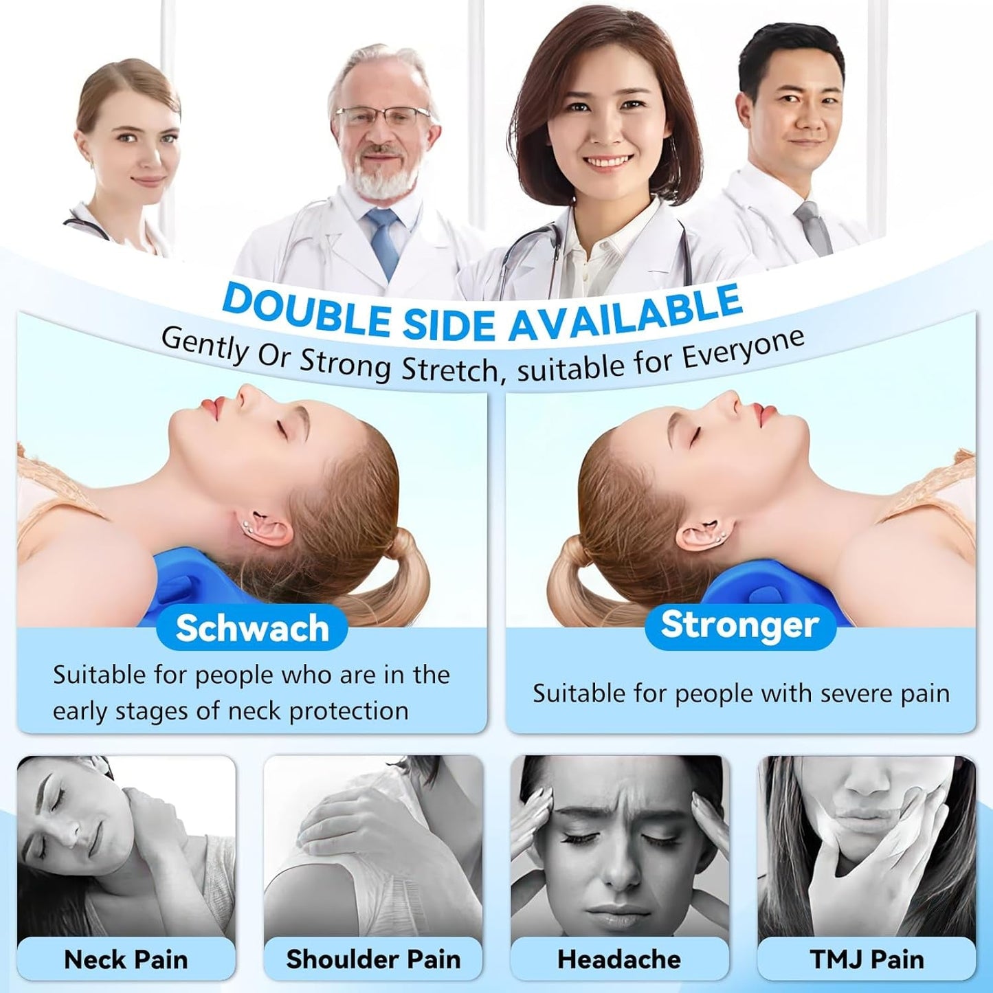 Civière de cou 2.0, Cloudy Neck Lefaya Civière de cou Vainqueur du test orthopédique Civière de cou pour soulager les douleurs cervicales Bosse de cou de qualité supérieure Nuage de cou corrige la posture (Bleu) Oreillers orthopédiques cervicaux Naty Shop