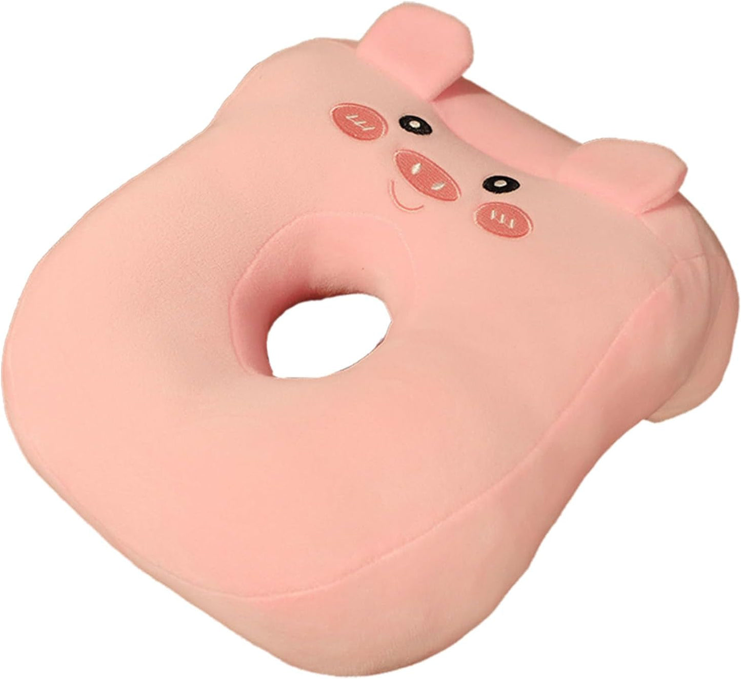 Naty Shop Oreiller orthopédique cervical en coton à mémoire de forme pour le bureau, mignon, avec trou d'oreille, oreiller doux pour dormir sur le côté, pour femmes, filles et enfants (gris chaton)