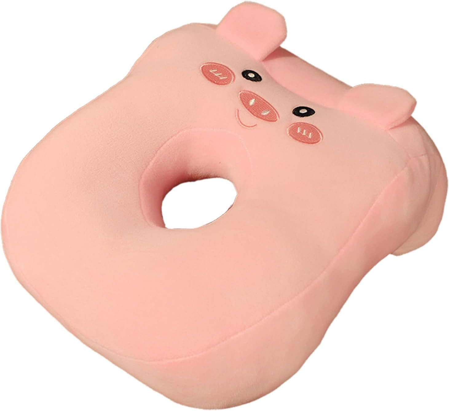 Naty Shop Oreiller orthopédique cervical en coton à mémoire de forme pour le bureau, mignon, avec trou d'oreille, oreiller doux pour dormir sur le côté, pour femmes, filles et enfants (gris chaton)