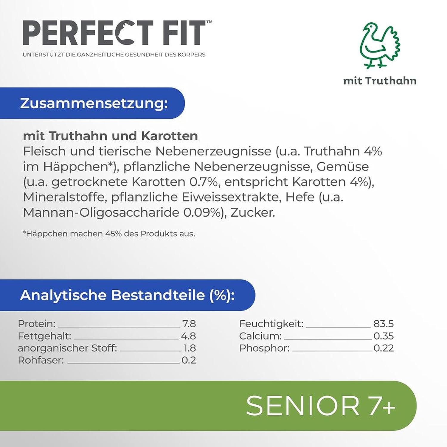 PERFECT FIT™ Sachets de portions pour chat senior avec dinde et carottes, 12 x 85 g