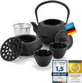 Service à thé traditionnel en fonte Dimono : théière, réchaud et 2 tasses à thé