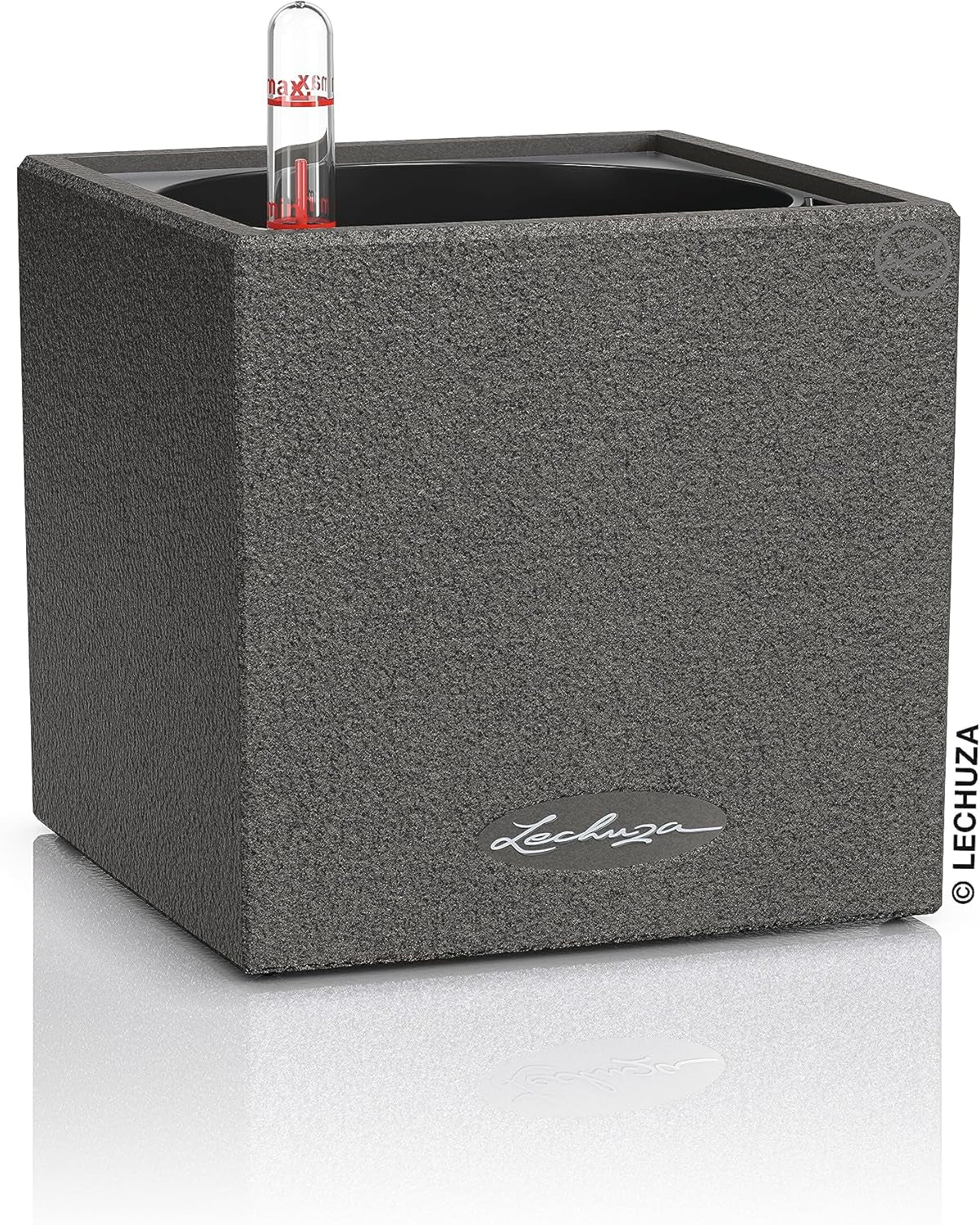 Cube à herbes de haute qualité LECHUZA CANTO Stone 14 avec système d'arrosage en bâton, gris pierre