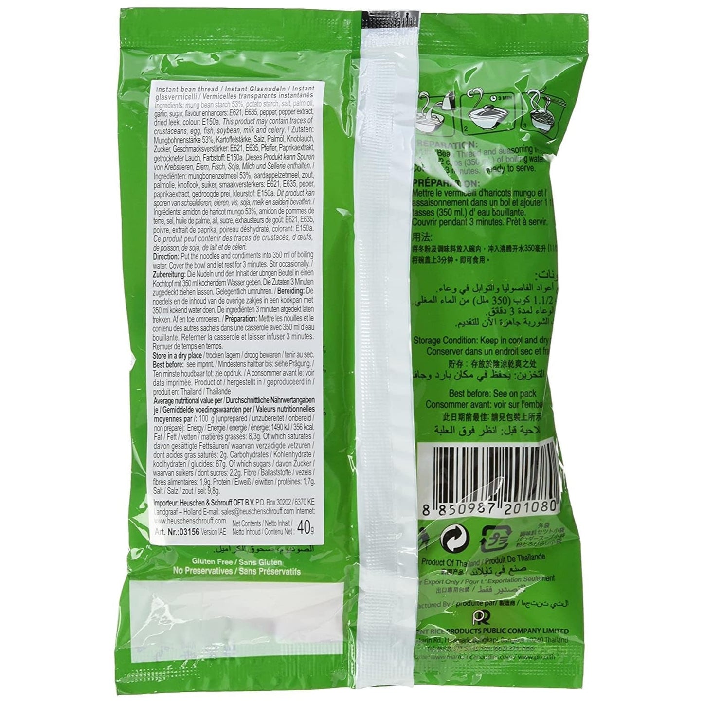 Soupe de nouilles instantanées MAMA Clear Glass - Nourriture délicieuse et rapide aux saveurs orientales - Cuisine thaïlandaise authentique - 30 x 40 g