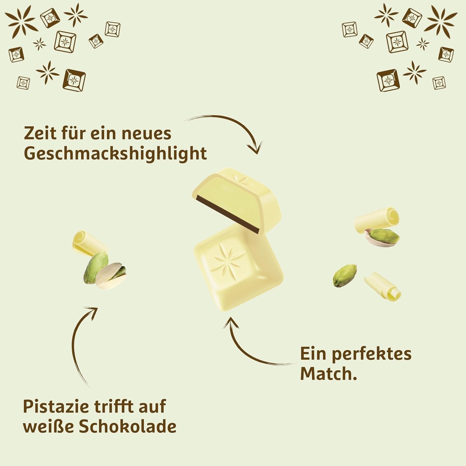 Schogetten Pistache Blanche | Chocolat blanc fourré à la crème de pistache | 100g | Idéalement portionné (paquet de 3)