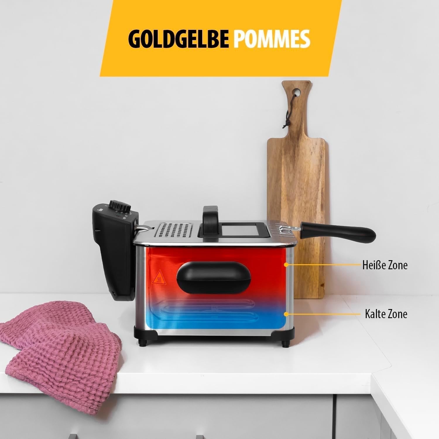 Friteuse Tristar, 1 grand panier et 2 petits paniers, thermostat réglable, zone de refroidissement, 5 litres, 2000 W, FR-6949 Électroménager Naty Shop