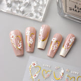 JMEOWIO 3D Nail Art Autocollant Fleur Nail Art Autocollant Selbstklebend Nagelaufkleber 5D Stéréoscopique Frühling Sommer Floral Décoration Nageldesign Zubehör 4 Blatt