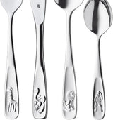 WMF Animals set de couverts en acier inoxydable pour enfants, 4 pièces, poli Cromargan Kitchen Naty Shop
