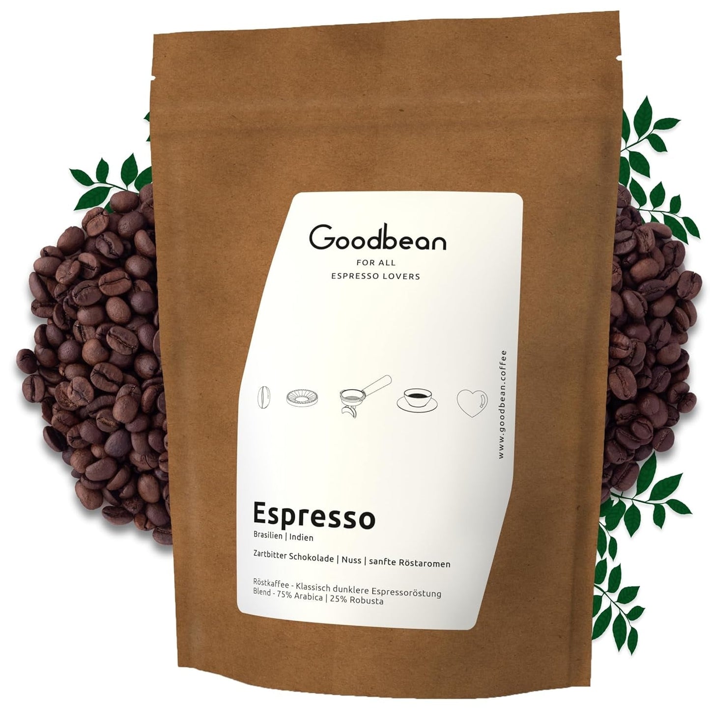 EXPRESSO | Café en grains 500g - 100% Arabica | Fraîchement torréfié pour faire un expresso | Grains de café entiers | Saveur de café classique