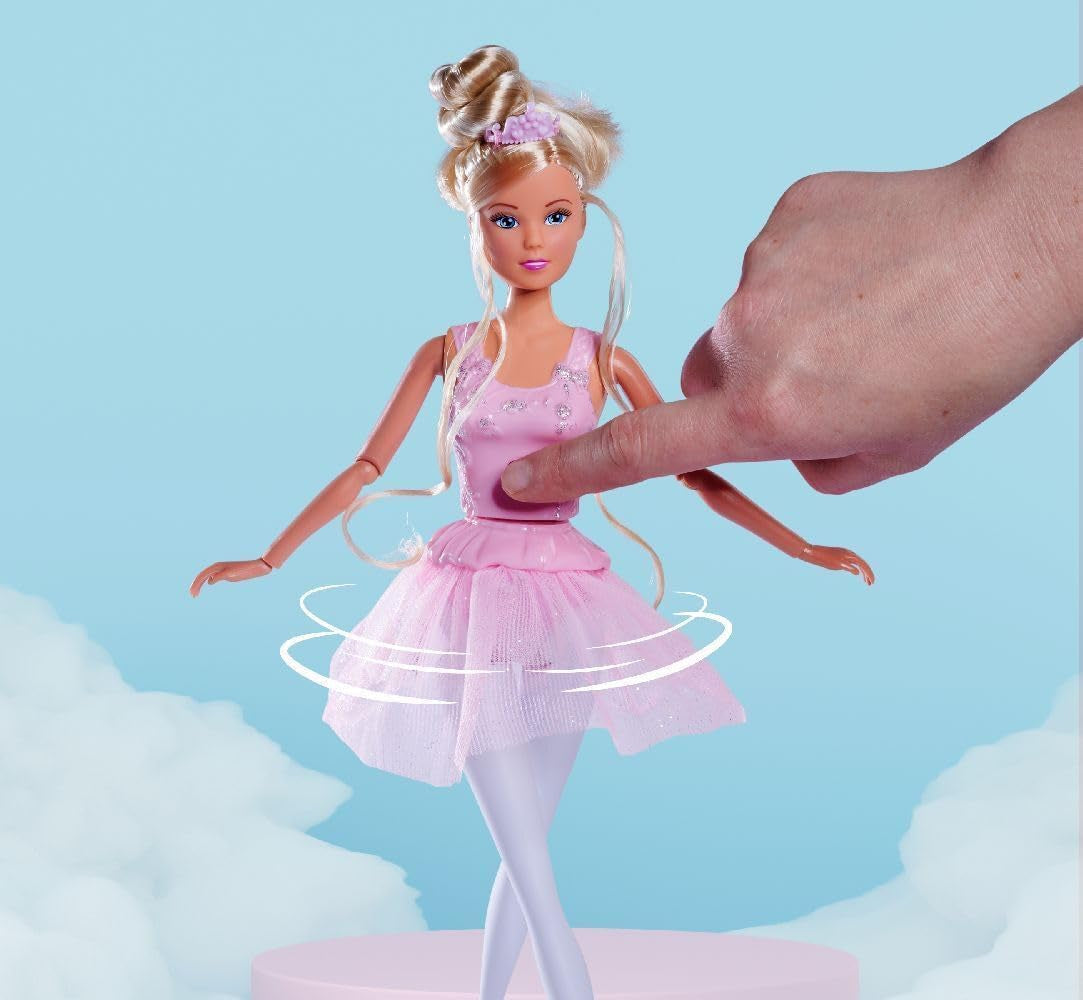 Simba 105733603 - Steffi Love Dancing Ballerina, Steffi en poupée ballerine avec ami animal et jupe rotative, poupée de jeu 29 cm, à partir de 3 ans