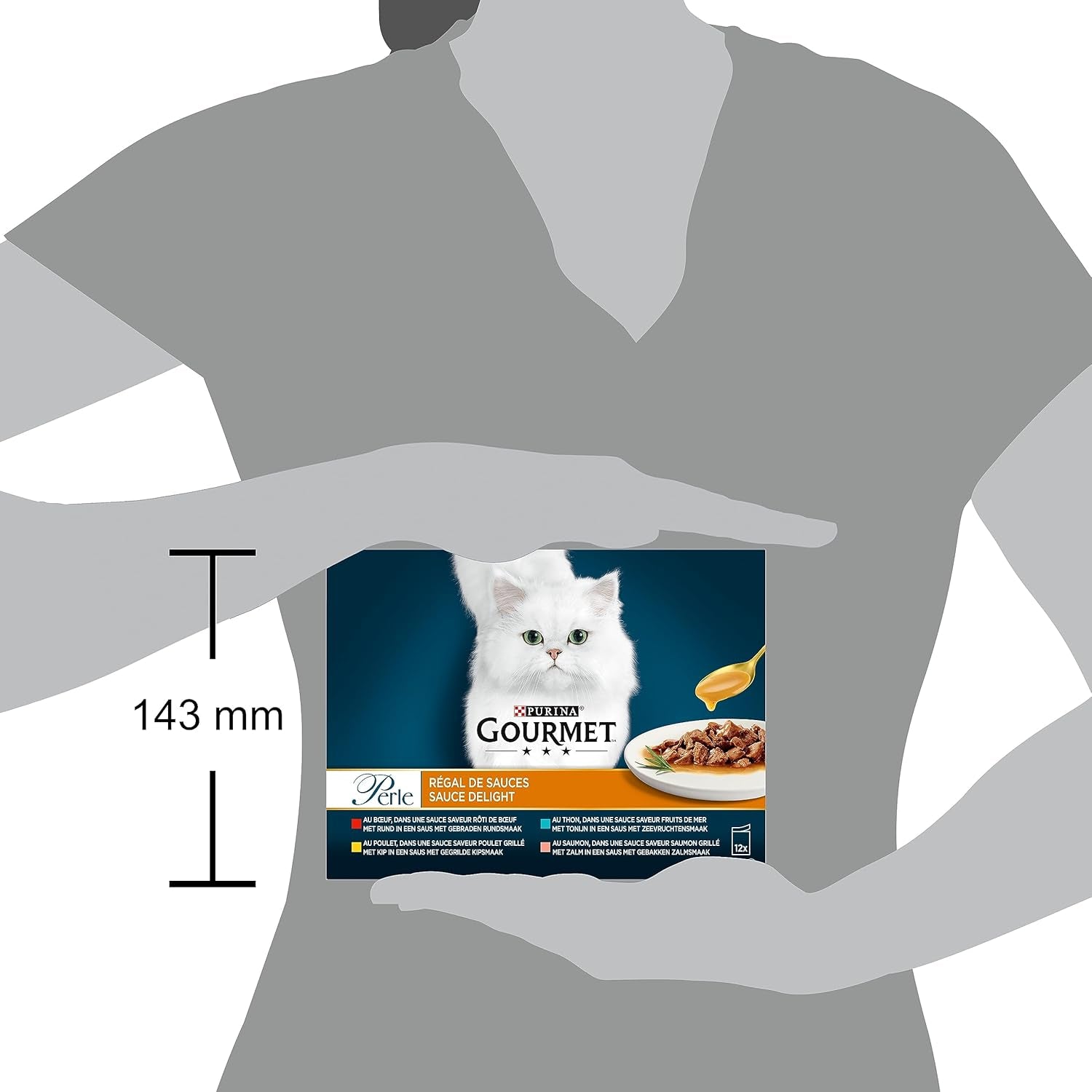 Perle | Porte-sauce | Chat adulte | Boeuf, Poulet, Thon, Saumon | 12x85g | Sachets fraîcheur (l'emballage peut varier)
