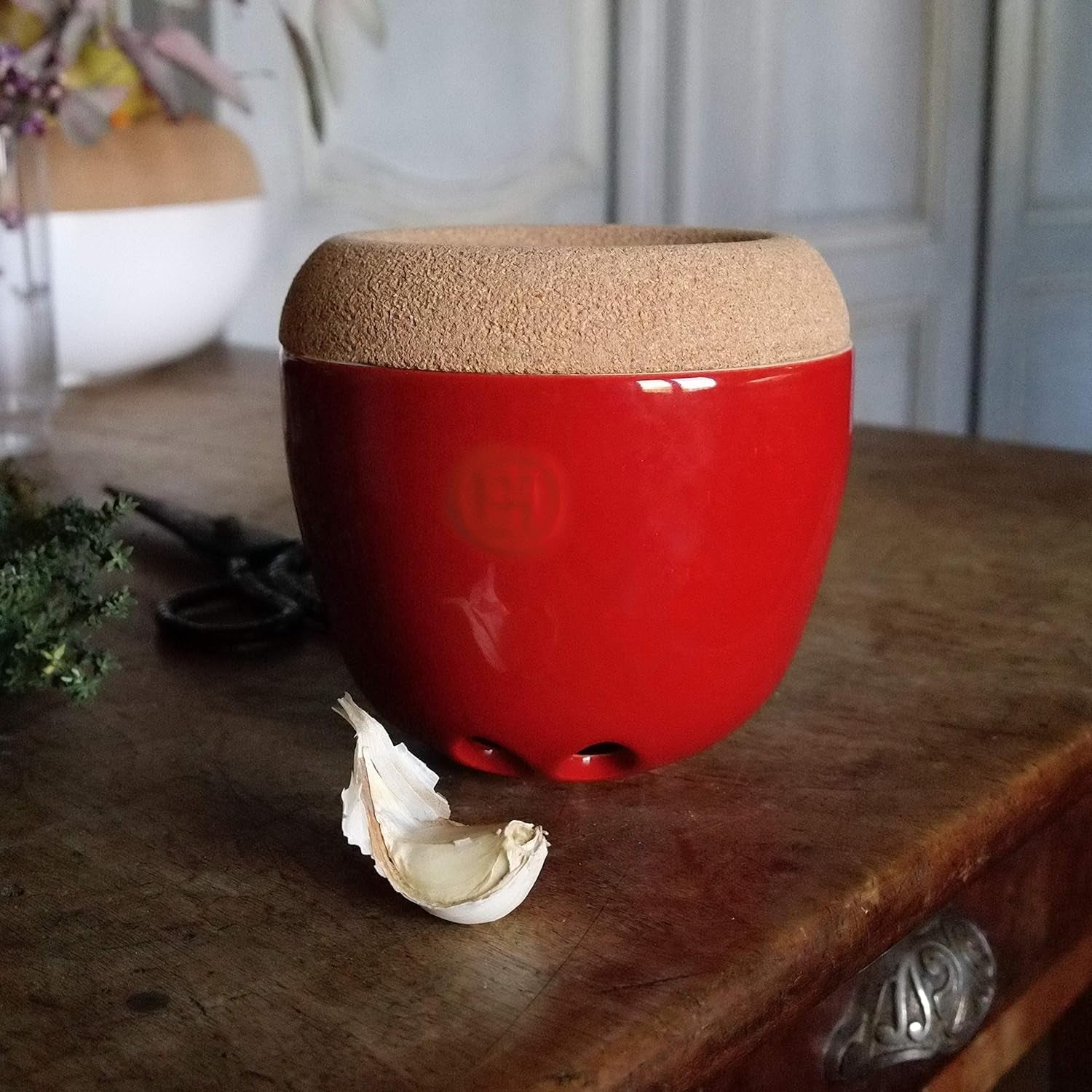 EH348763 Pot à ail, céramique, 14,6 x 14,6 x 13,4 cm, céramique, Grand Cru, 14,6 x 14,6 x 13,4 cm Boîtes de conservation Naty Shop