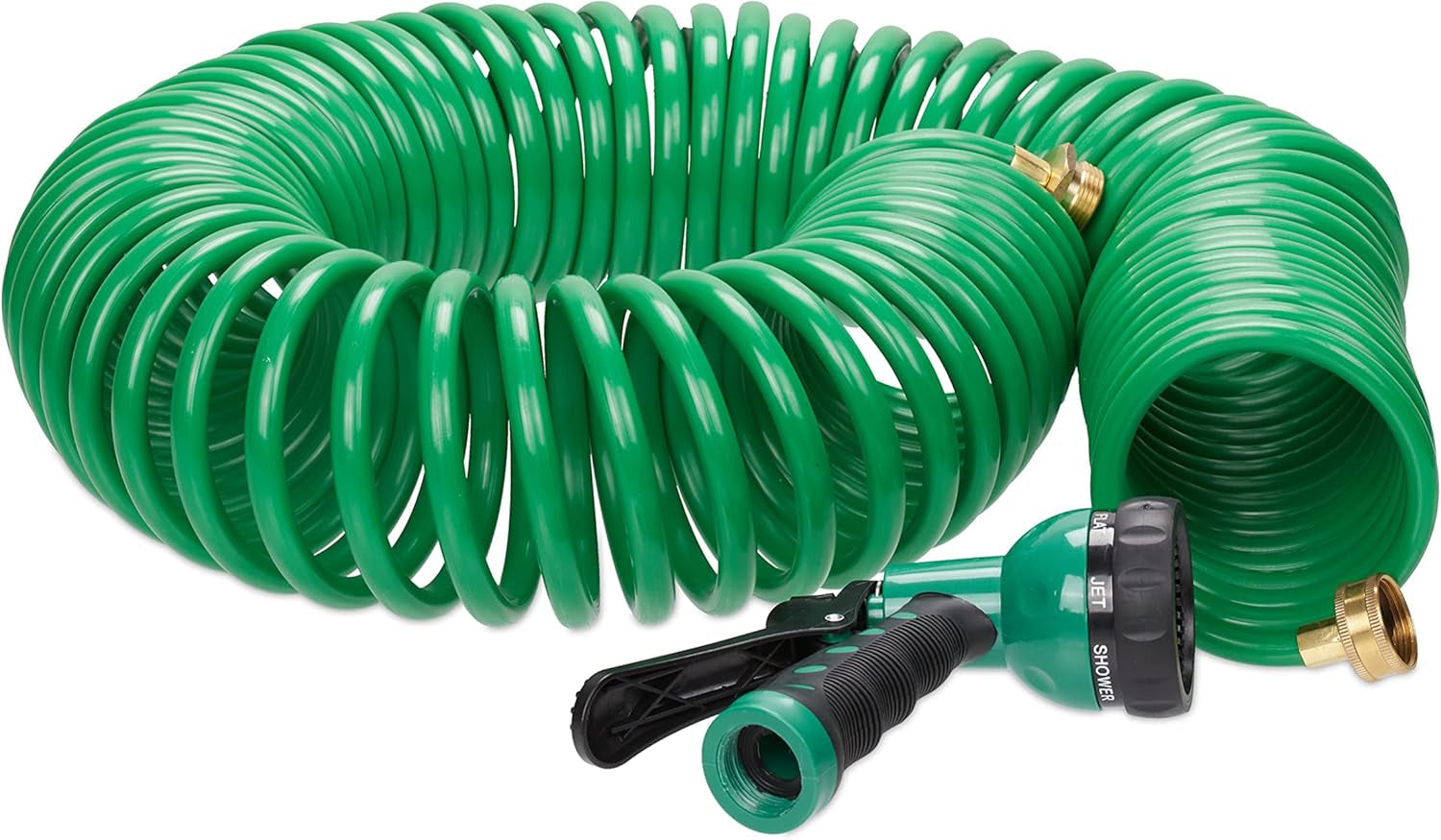 Relaxdays Tuyau spiralé extensible jusqu'à 20 m Tuyau d'arrosage flexible avec pulvérisateur d'eau 7 modes de pulvérisation Vert