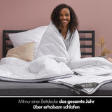 Couette toutes saisons 135X200 - Couette légère 135X200 - Respirante et lavable et 100% végétalienne - Couette en maille climatique et bande de confort pour dormir - Garnissage 800G Couettes et couettes Naty Shop