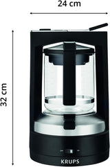 Machine à expresso à filtre Krups T8, 850 watts, arrêt automatique, 8 à 12 tasses, capacité 1 L, filtre permanent, interrupteur marche/arrêt lumineux, facile à utiliser, noir, KM4689