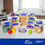 Pot pour le stockage des aliments KLIP IT System | 9,67 litres | Pot de conservation empilable et hermétique avec couvercle, adapté au réfrigérateur/congélateur | Plastique sans BPA | clips bleus | 1 pièce (paquet de 4) boîtes de conservation alimentaire Naty Shop